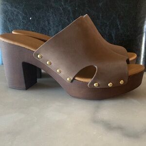 Leather Platform Mules